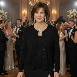 Sutton Cashmere Embellished (Beaded) 2-Piece Sweater Set